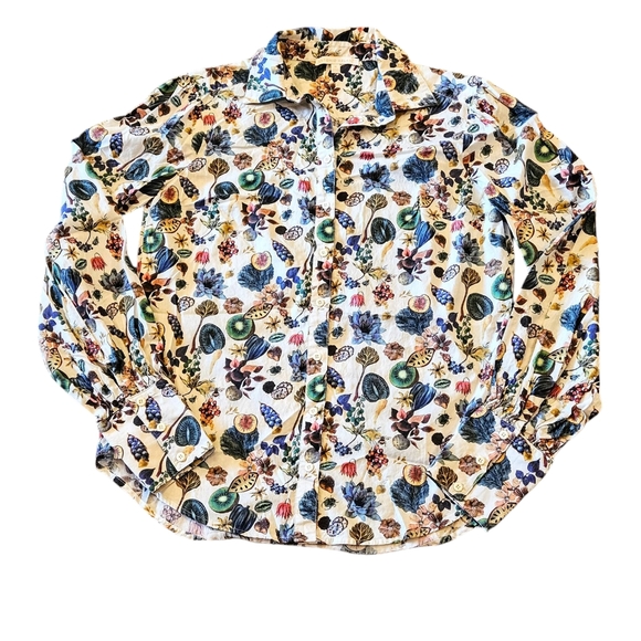 ANTONIO MELANI Tops - Antonio Melani Cotton Button Down Shirt Blouse Fruit Pattern Long Sleeve Size M